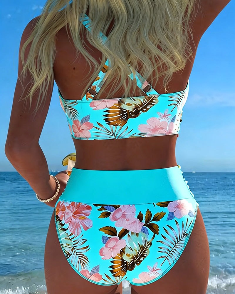 Kelsey | Women's Floral Contrast Split Bikini - image 11