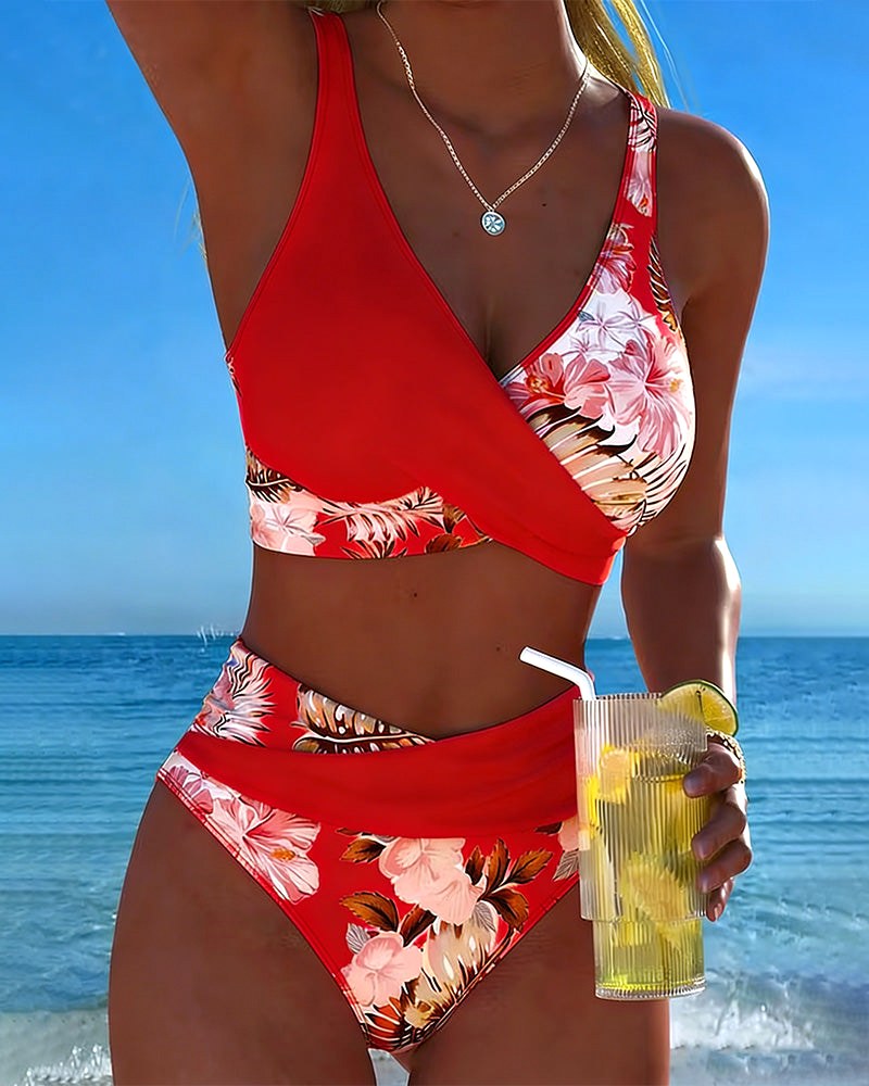 Kelsey | Women's Floral Contrast Split Bikini - image 12