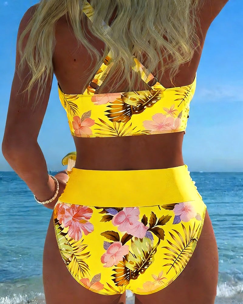 Kelsey | Women's Floral Contrast Split Bikini - image 7