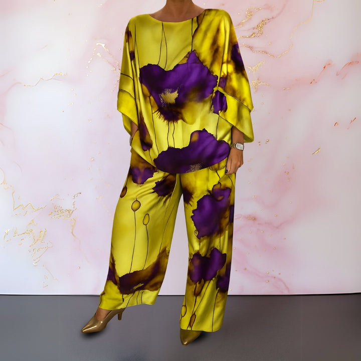 Kendall | Women's Satin Two-Piece Set - Lemon Yellow