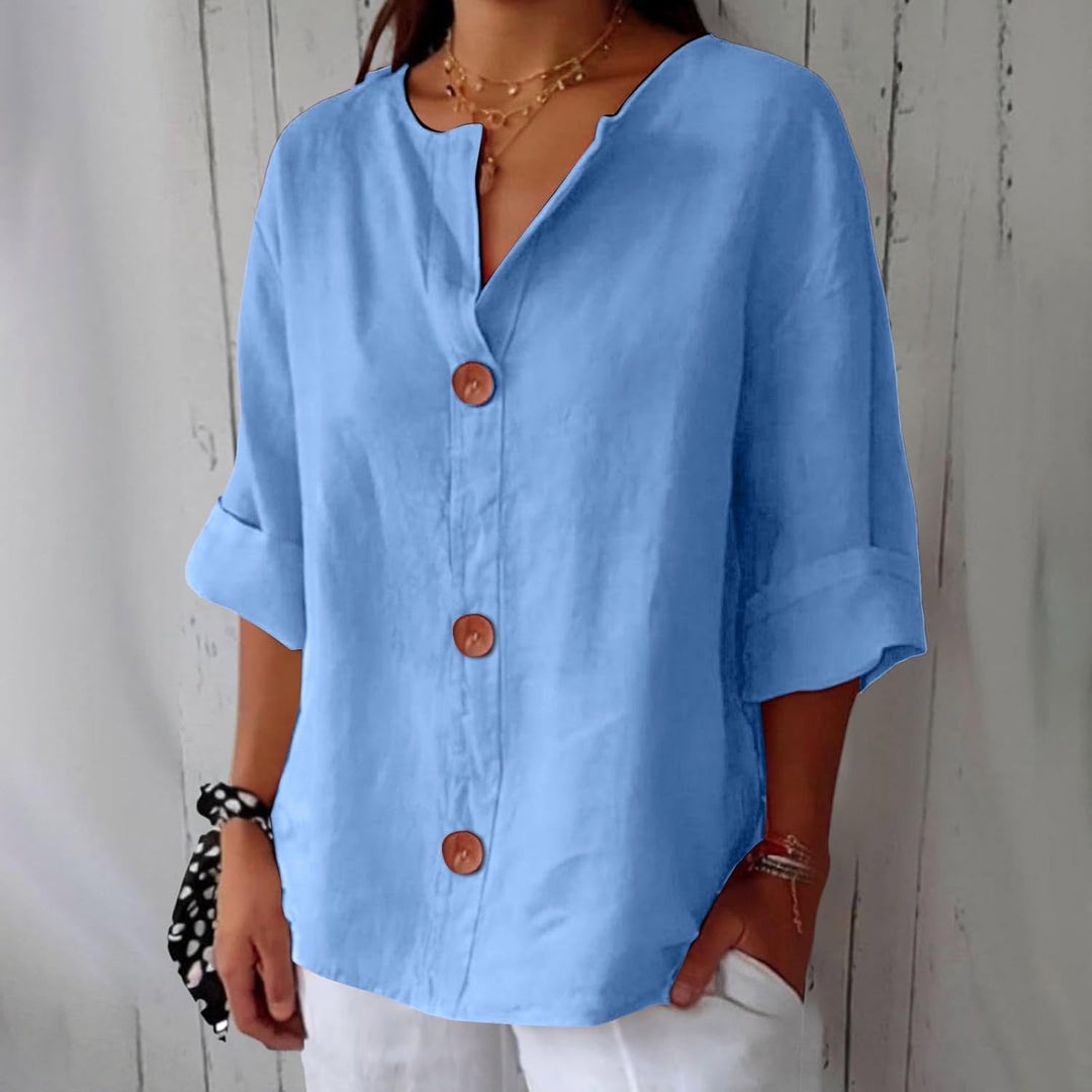 Kennedy | Women's Lightweight Linen Short Sleeve Blouse - image 11