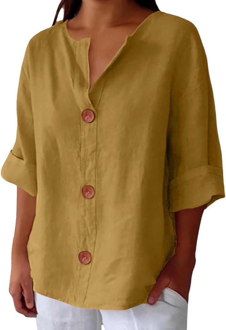 Kennedy | Women's Lightweight Linen Short Sleeve Blouse - image 3