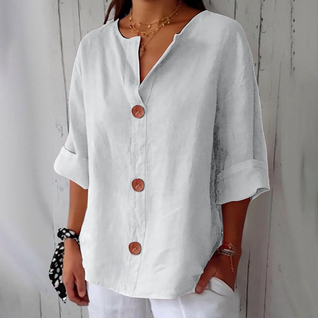 Kennedy | Women's Lightweight Linen Short Sleeve Blouse - image 6