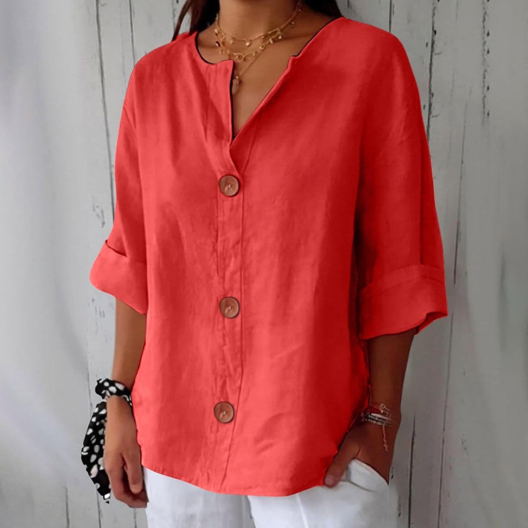 Kennedy | Women's Lightweight Linen Short Sleeve Blouse - image 7