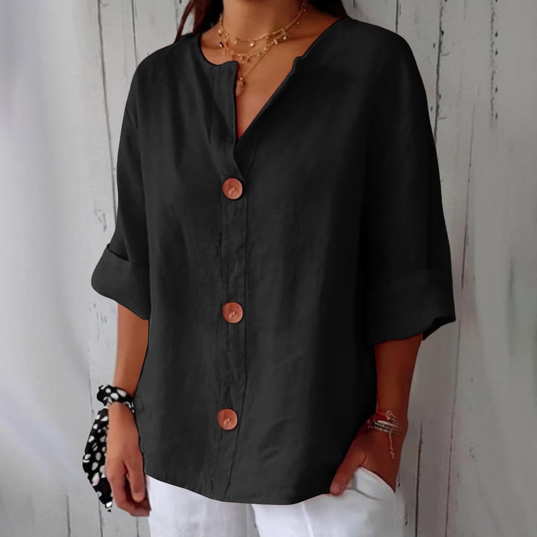 Kennedy | Women's Lightweight Linen Short Sleeve Blouse - image 9