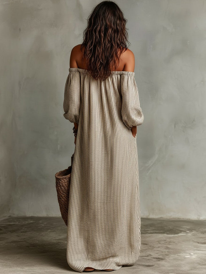 Kennedy | Women's Off-Shoulder Cotton-Linen Maxi Dress - image 2