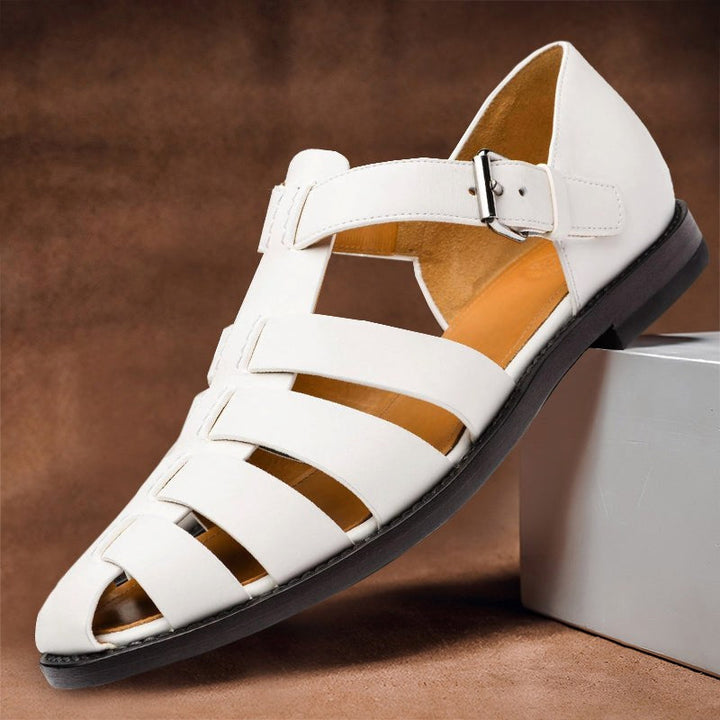 Kennedy | Women's Vegan Leather Fisherman Sandals - White
