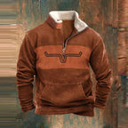 Kieran | Men's Fleece Quarter-Zip Western Pullover, Sherpa-Lined Jumper | Animated Apparel