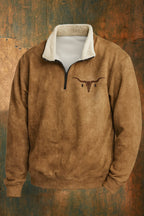 Kieran | Men's Fleece Quarter-Zip Western Pullover, Sherpa-Lined Jumper | Animated Apparel