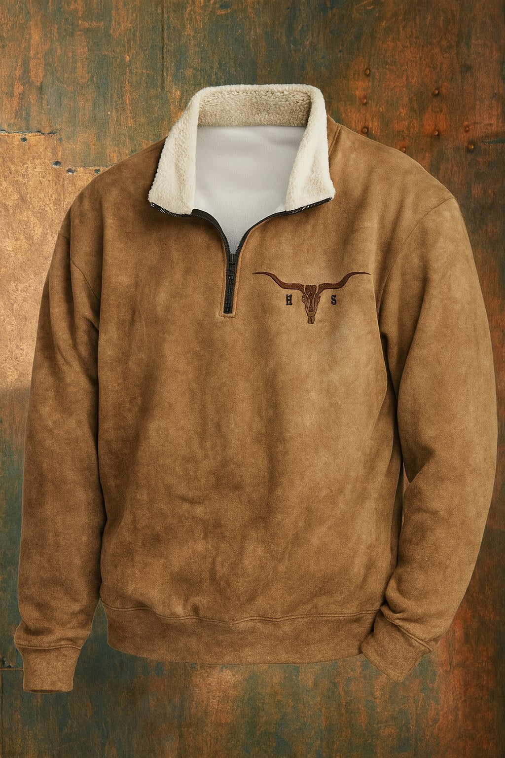 Kieran | Men's Fleece Quarter-Zip Western Pullover, Sherpa-Lined Jumper | Animated Apparel