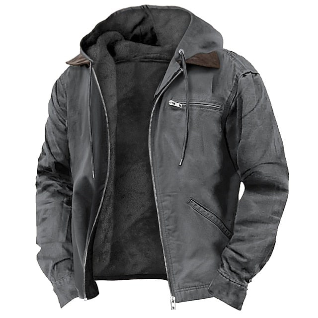Adrian | Men's Hooded Polar Jacket, Lightweight Transitional Jacket | Animated Apparel