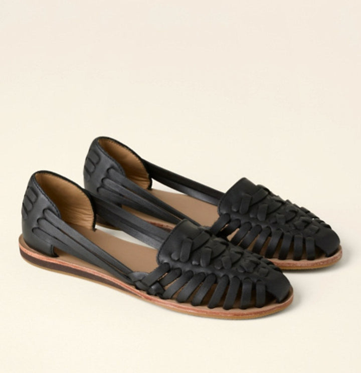 Kira | Women's Flat Woven Sandals - Black