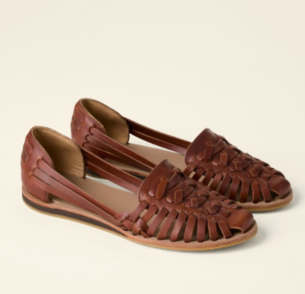 Kira | Women's Flat Woven Sandals - Brown