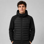 Kyle | Men's Hooded Down Jacket with Quilted Panels, Insulated Autumn Coat | Animated Apparel | Black