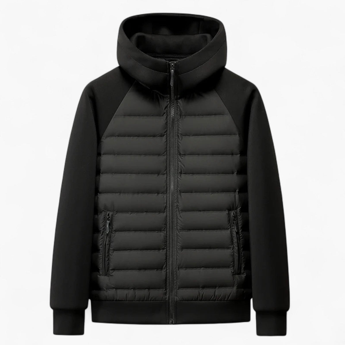 Kyle | Men's Hooded Down Jacket with Quilted Panels, Insulated Autumn Coat | Animated Apparel