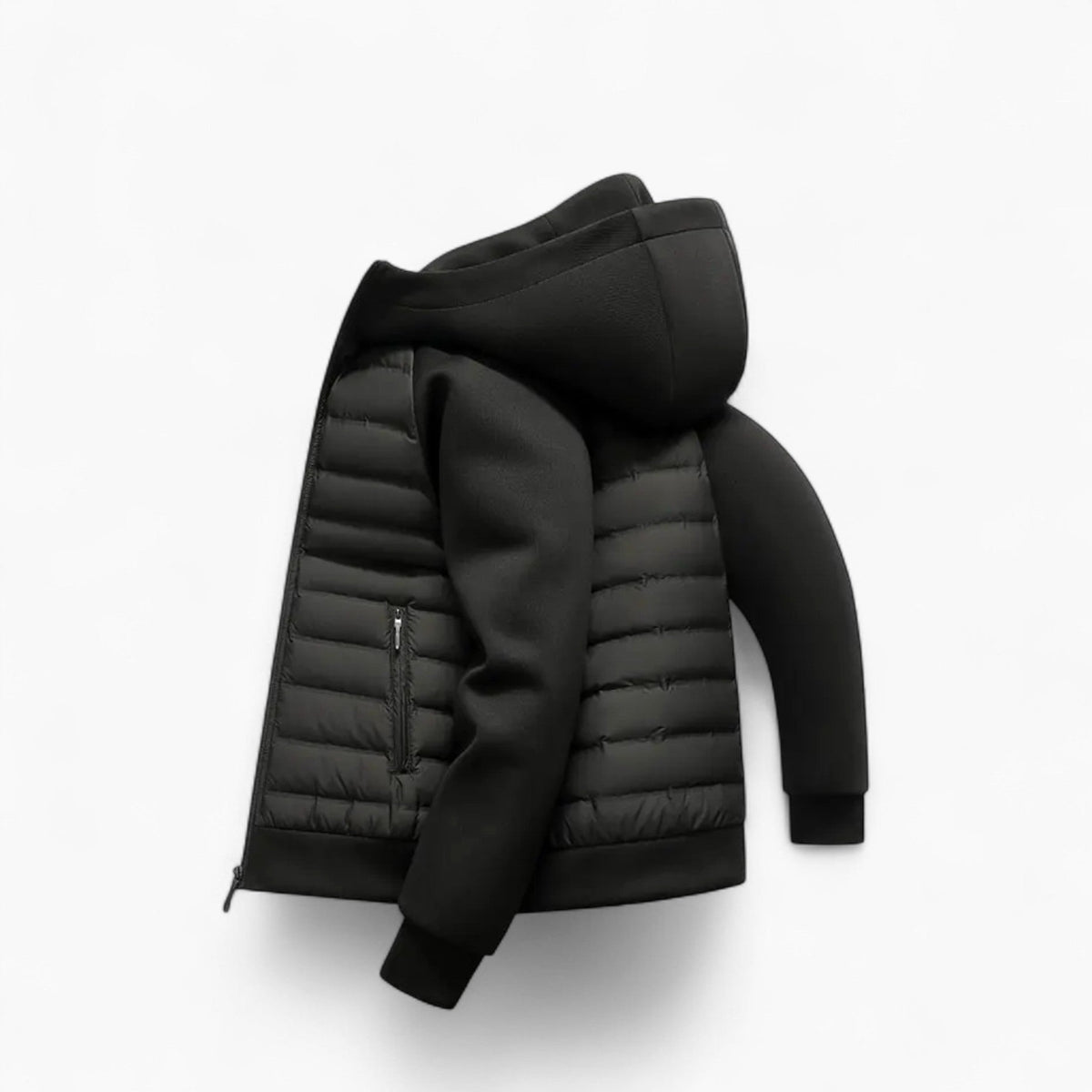 Kyle | Men's Hooded Down Jacket with Quilted Panels, Insulated Autumn Coat | Animated Apparel