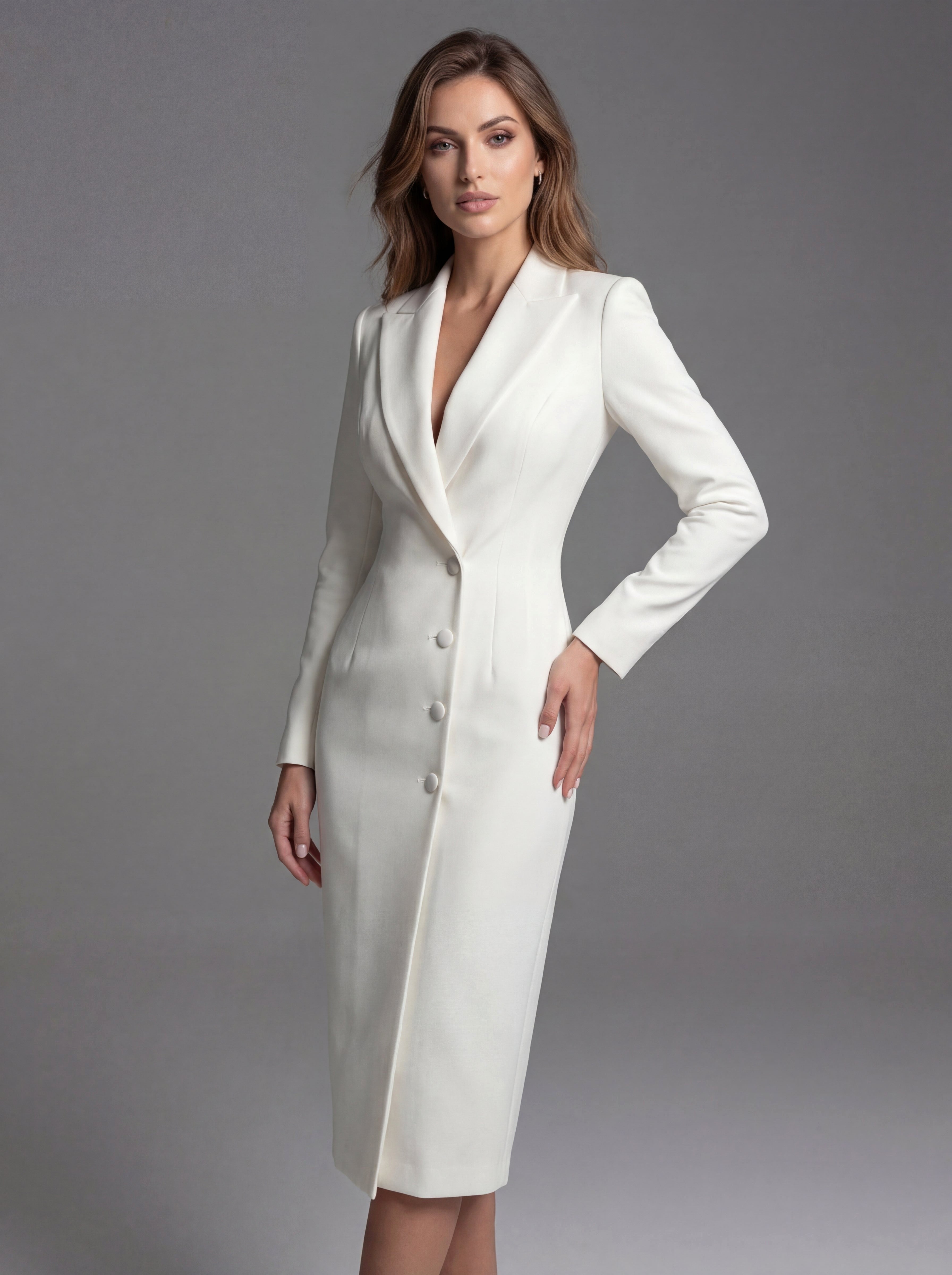 Laurine | Women's Tailored Midi Blazer Dress, Structured Midi Dress | Animated Apparel