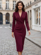 Laurine | Women's Tailored Midi Blazer Dress, Structured Midi Dress | Animated Apparel