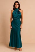 Lena | Women's Draped-Neckline Midi Dress, Elegant Occasion Dress | Animated Apparel