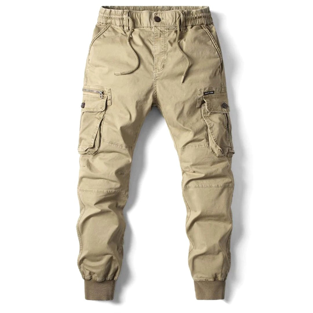 Leo | Men's Utility Cargo Trousers with Stretch Fit, Functional Pocket Trousers | Animated Apparel | Black