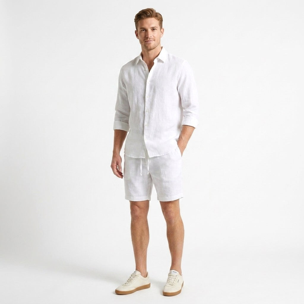 Ethan | Men's Linen Shorts with Drawstring, Lightweight Summer Shorts | Animated Apparel