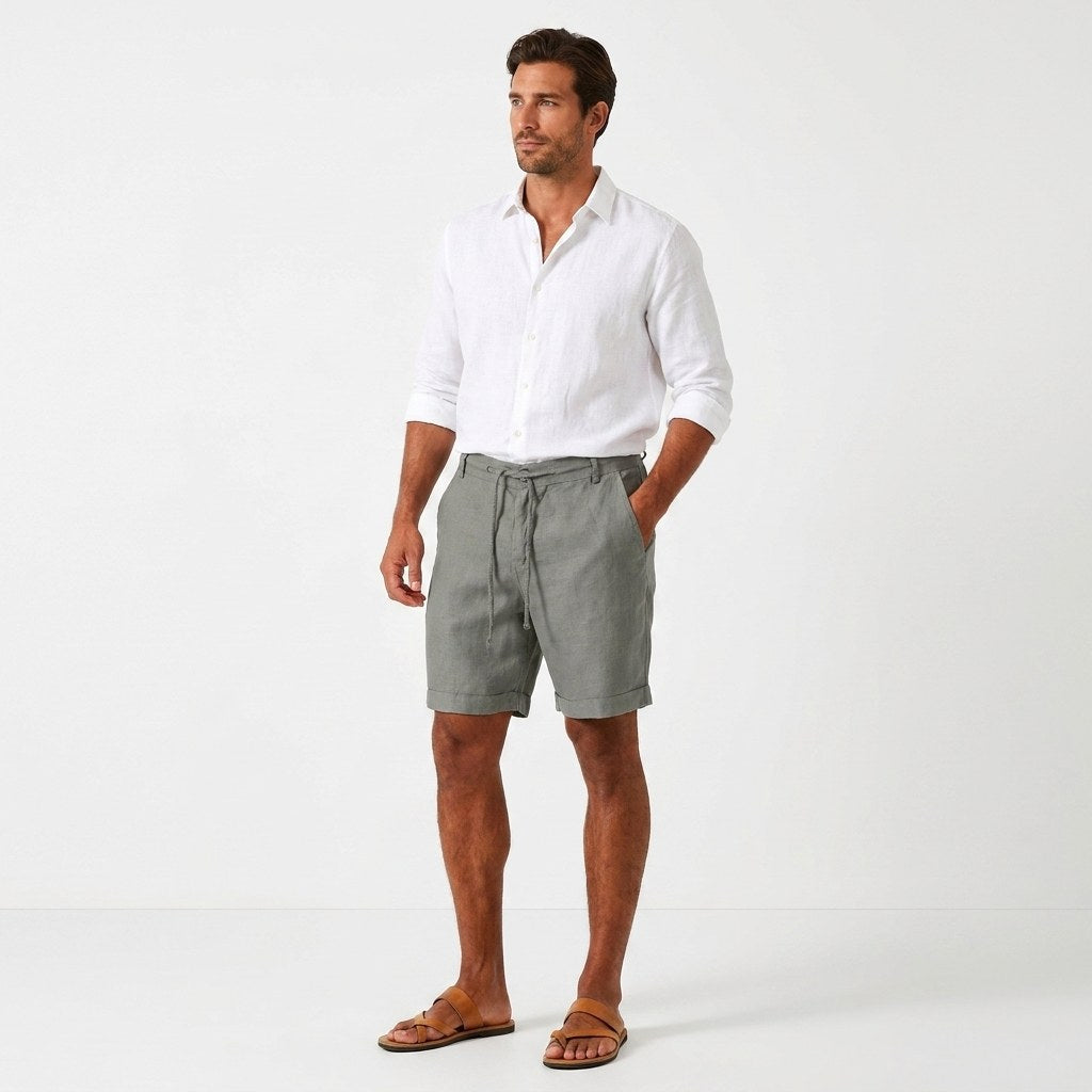 Ethan | Men's Linen Shorts with Drawstring, Lightweight Summer Shorts | Animated Apparel