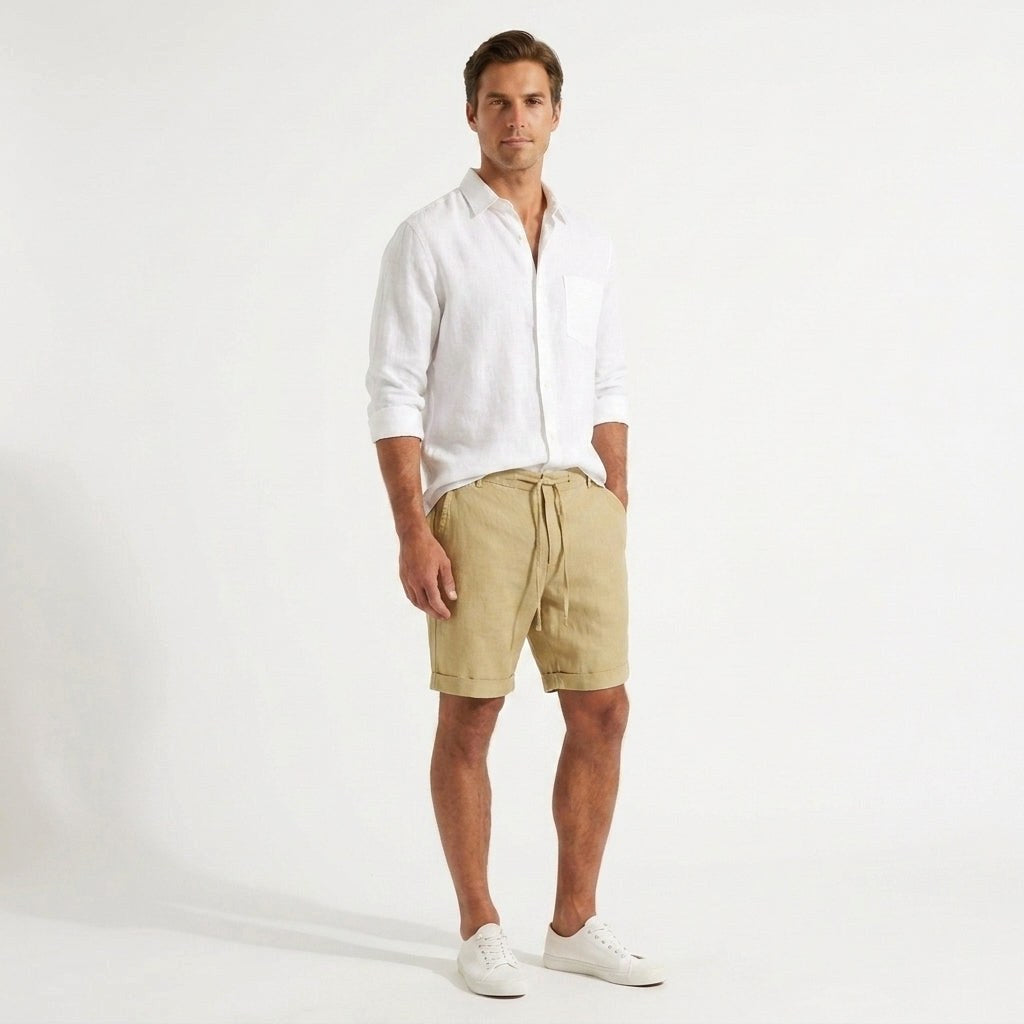Ethan | Men's Linen Shorts with Drawstring, Lightweight Summer Shorts | Animated Apparel