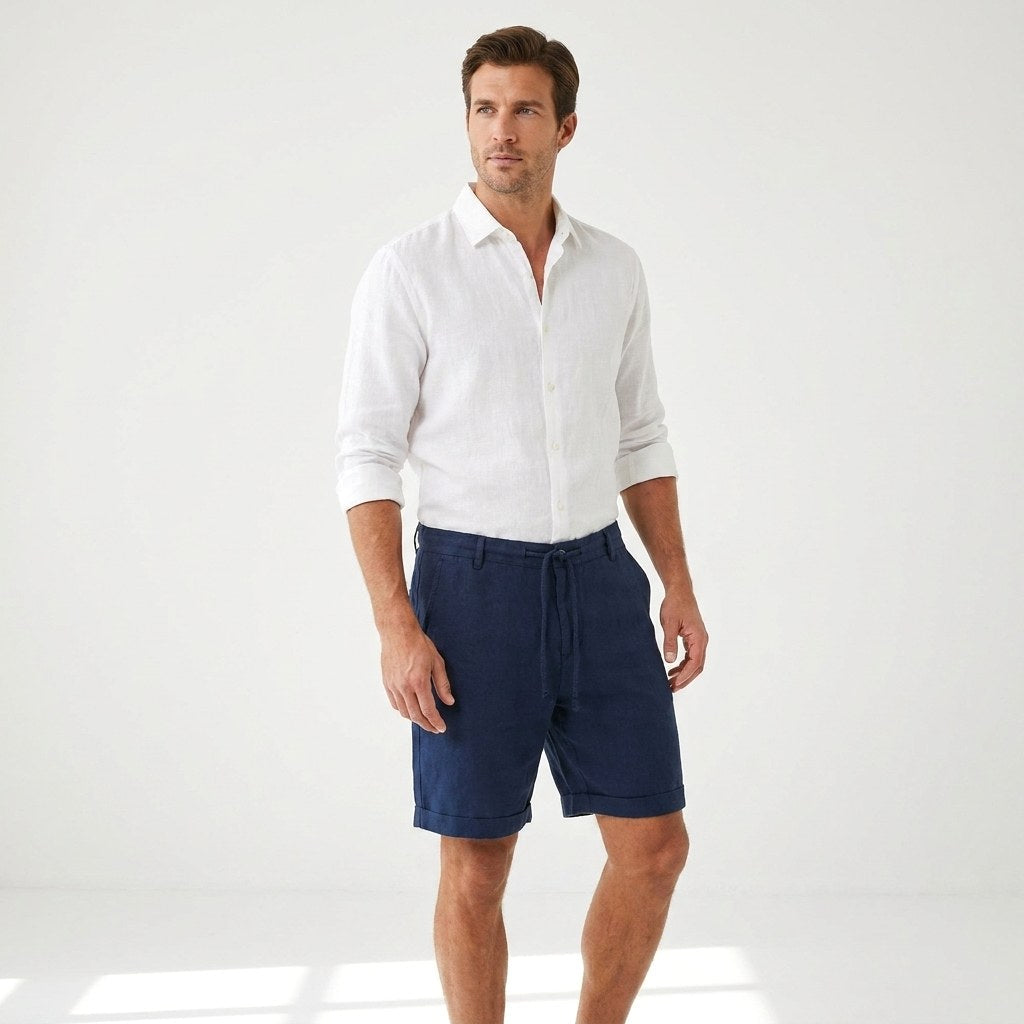 Ethan | Men's Linen Shorts with Drawstring, Lightweight Summer Shorts | Animated Apparel