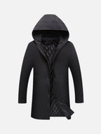 Liam | Men's Insulated Winter Coat, Mid-Length Warm Coat | Animated Apparel | Black