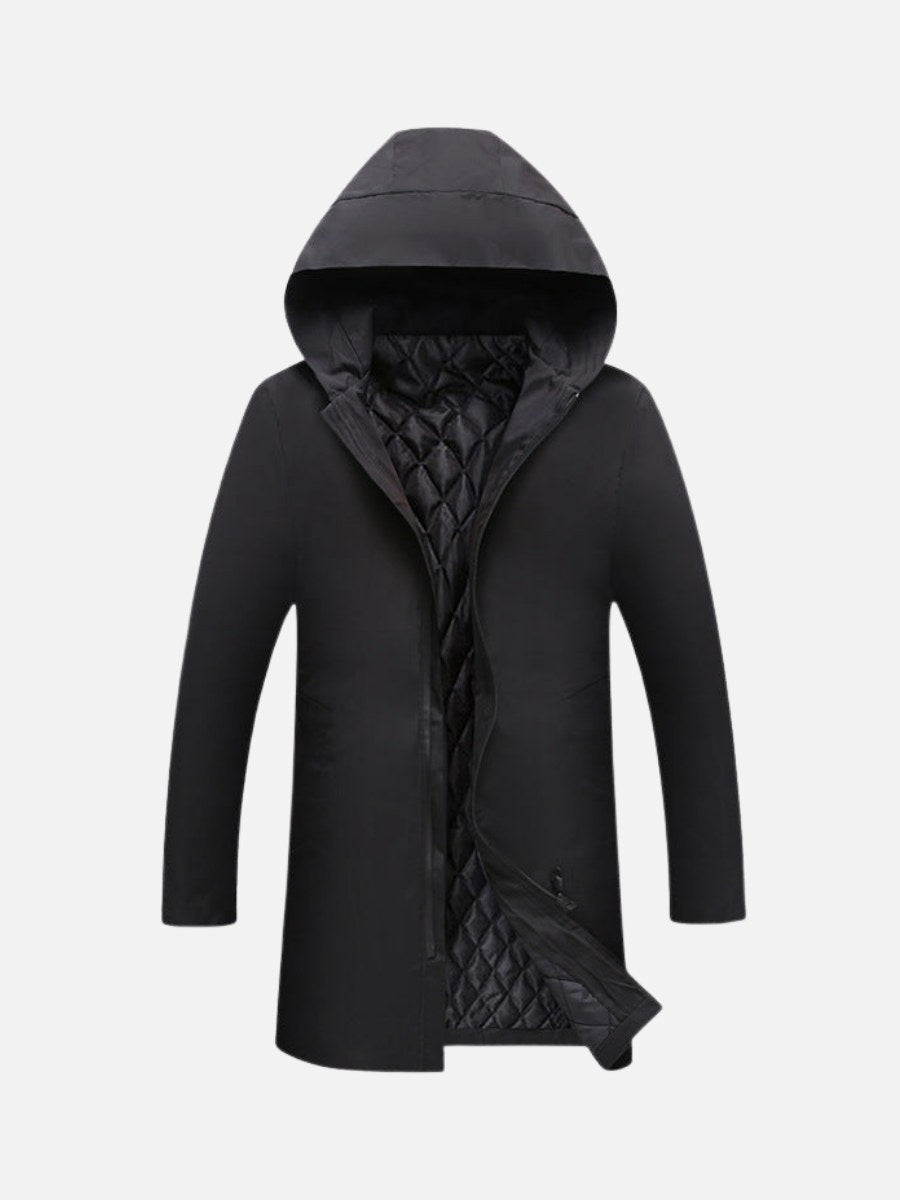 Liam | Men's Insulated Winter Coat, Mid-Length Warm Coat | Animated Apparel | Black