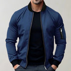 Liam | Men's Slim-Fit Bomber Jacket, Ribbed Collar Jacket | Animated Apparel | Blue