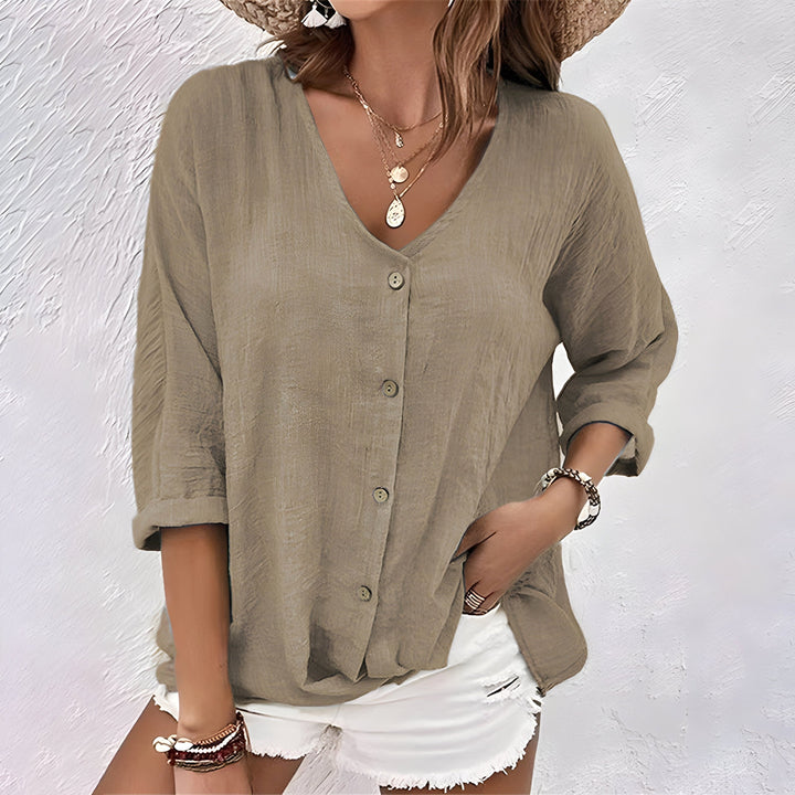 Liana | Women's V-Neck Lightweight Summer Blouse - image 1
