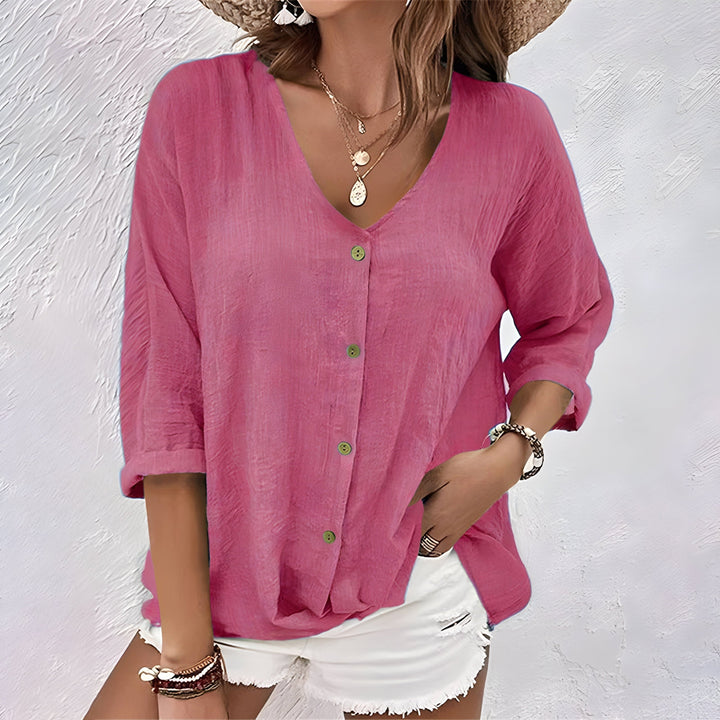 Liana | Women's V-Neck Lightweight Summer Blouse - image 6