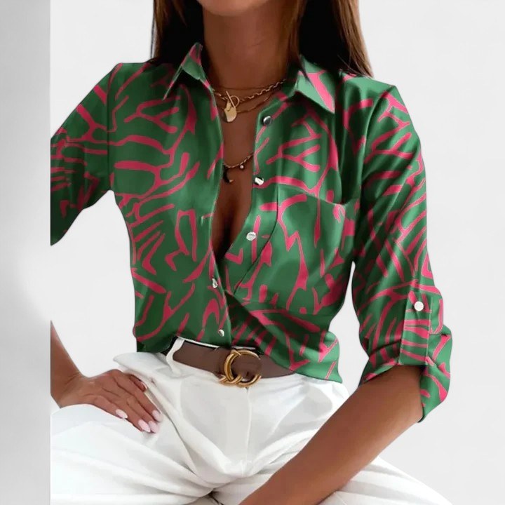 Lillian | Women's Elegant Long Sleeve Blouse - White