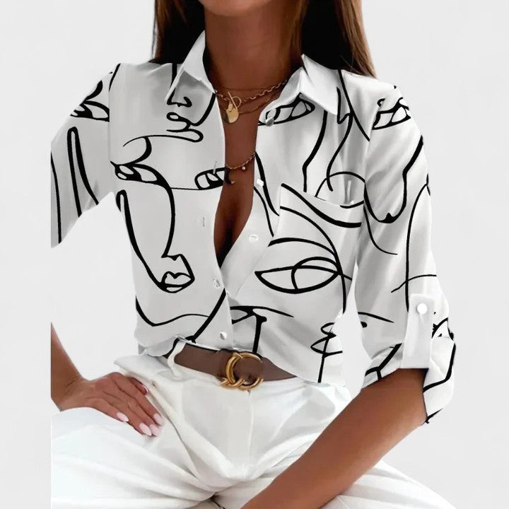 Lillian | Women's Elegant Long Sleeve Blouse - Multi