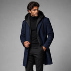 Lincoln | Men's Hooded Wool Overcoat, Quilted Lining Autumn Coat | Animated Apparel