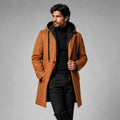 Lincoln | Men's Hooded Wool Overcoat, Quilted Lining Autumn Coat | Animated Apparel