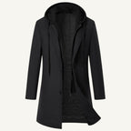 Lincoln | Men's Hooded Wool Overcoat, Quilted Lining Autumn Coat | Animated Apparel