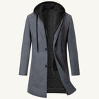 Lincoln | Men's Hooded Wool Overcoat, Quilted Lining Autumn Coat | Animated Apparel