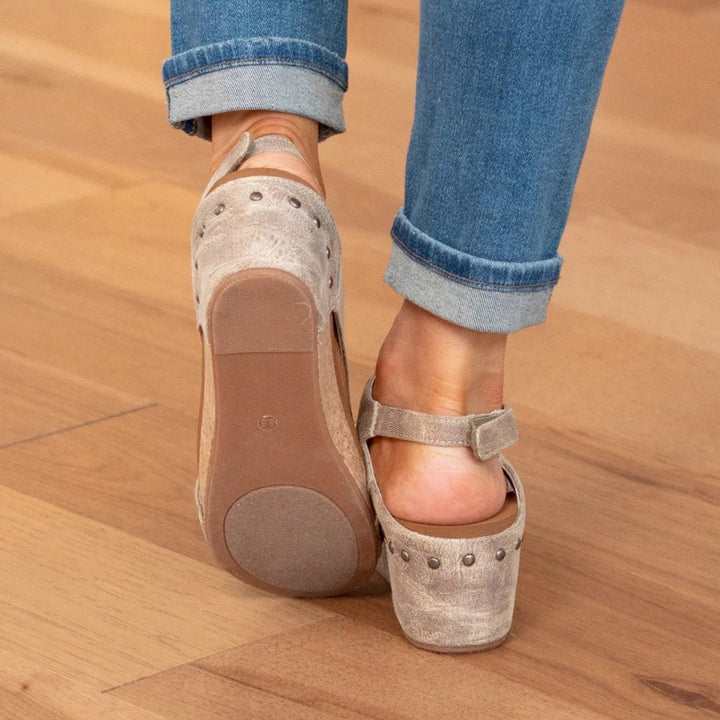 Linda | Women's Suede Wedge Sandals - Brown