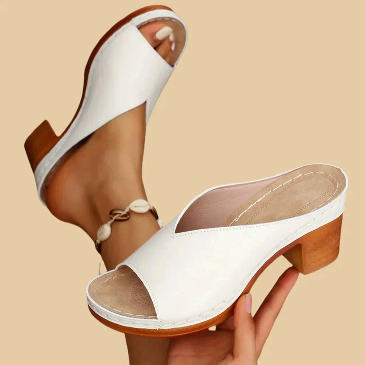 Lisa | Women's Orthopedic Sandals with Thick Supportive Heels - White