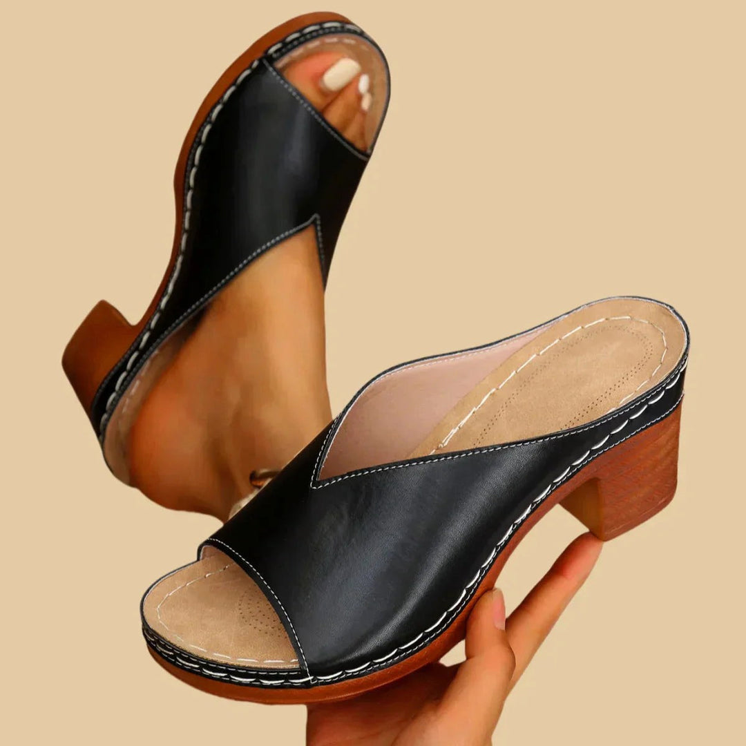 Lisa | Women's Orthopedic Sandals with Thick Supportive Heels - Black
