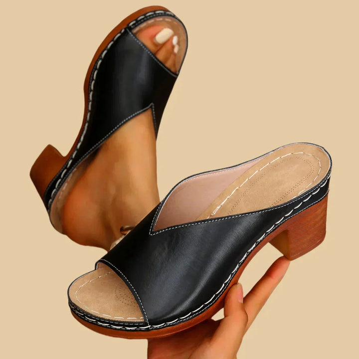 Lisa | Women's Orthopedic Sandals with Thick Supportive Heels - Black