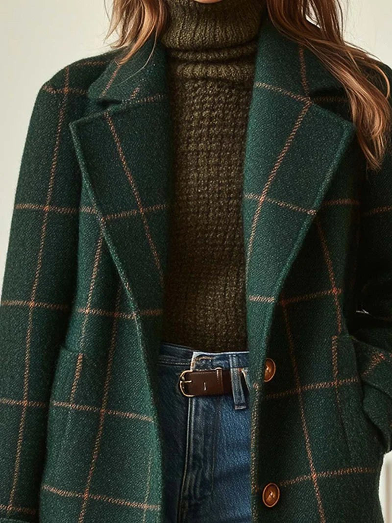 Lison | Women's Checked Wool Coat, Tailored Autumn Coat | Animated Apparel