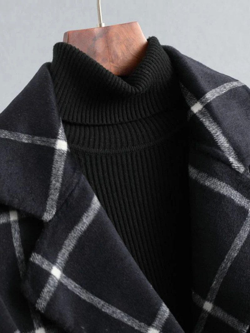 Lison | Women's Checked Wool Coat, Tailored Autumn Coat | Animated Apparel