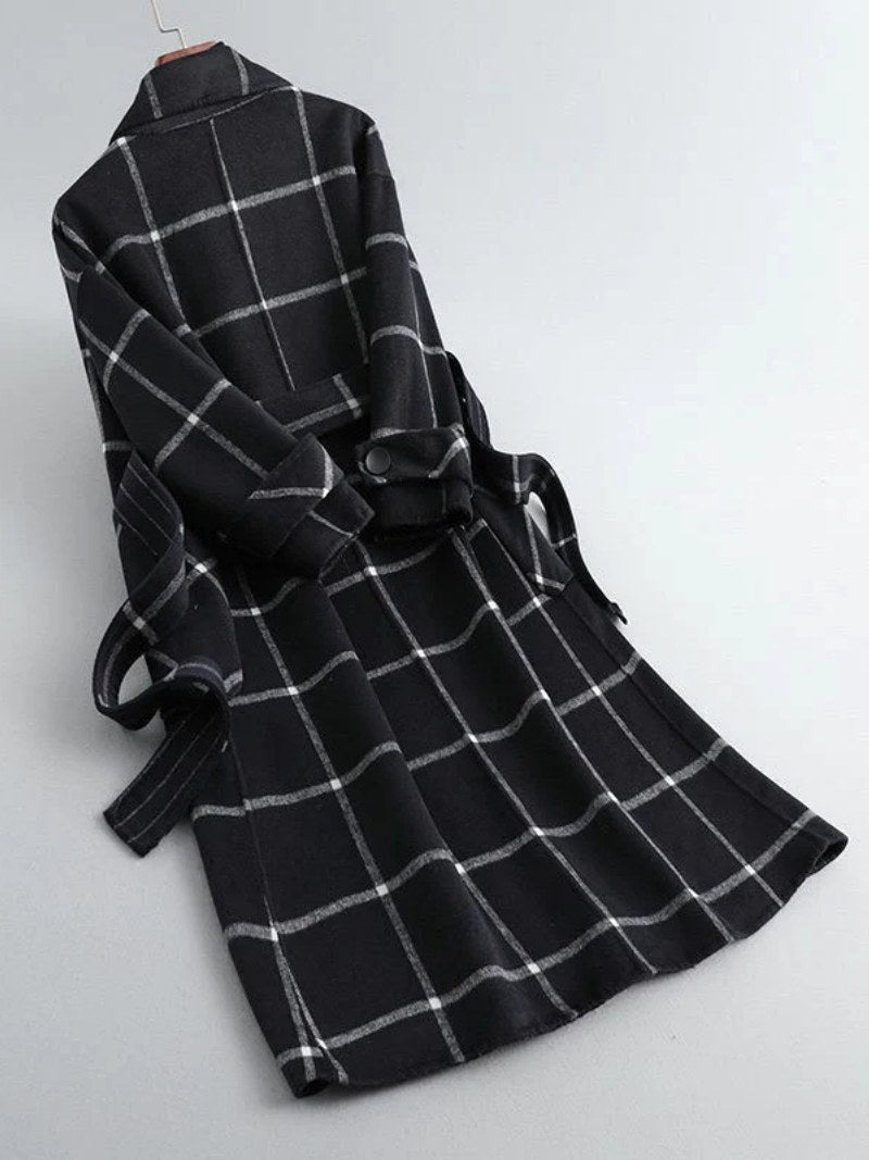 Lison | Women's Checked Wool Coat, Tailored Autumn Coat | Animated Apparel