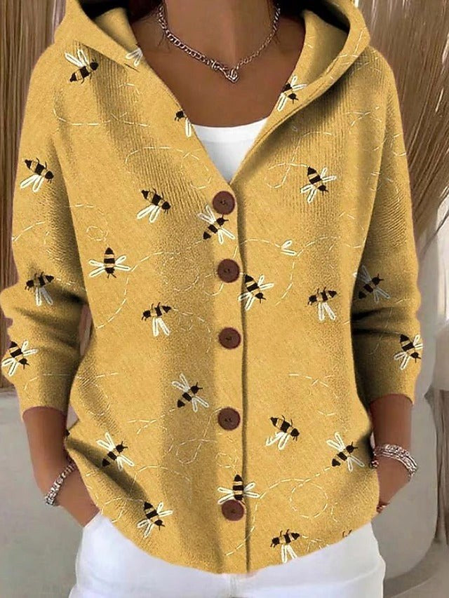 Loane | Women's Button Hooded Cardigan, Warm Everyday Jumper | Animated Apparel