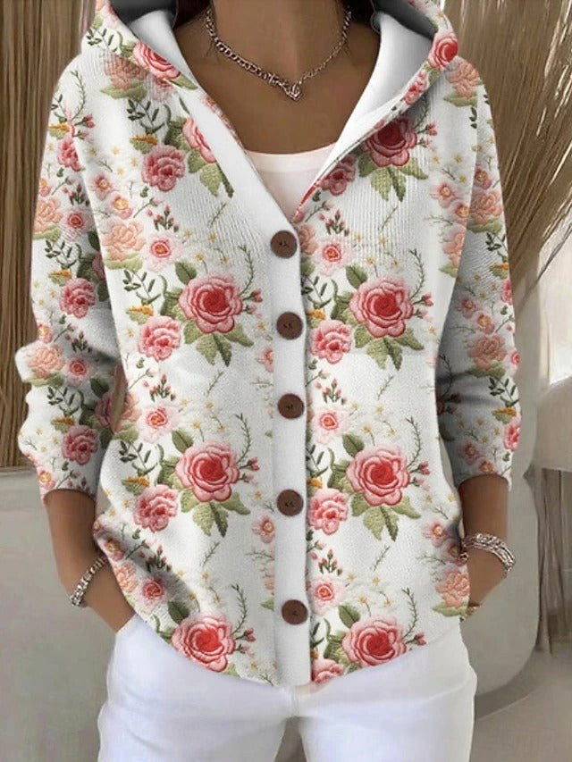 Loane | Women's Button Hooded Cardigan, Warm Everyday Jumper | Animated Apparel
