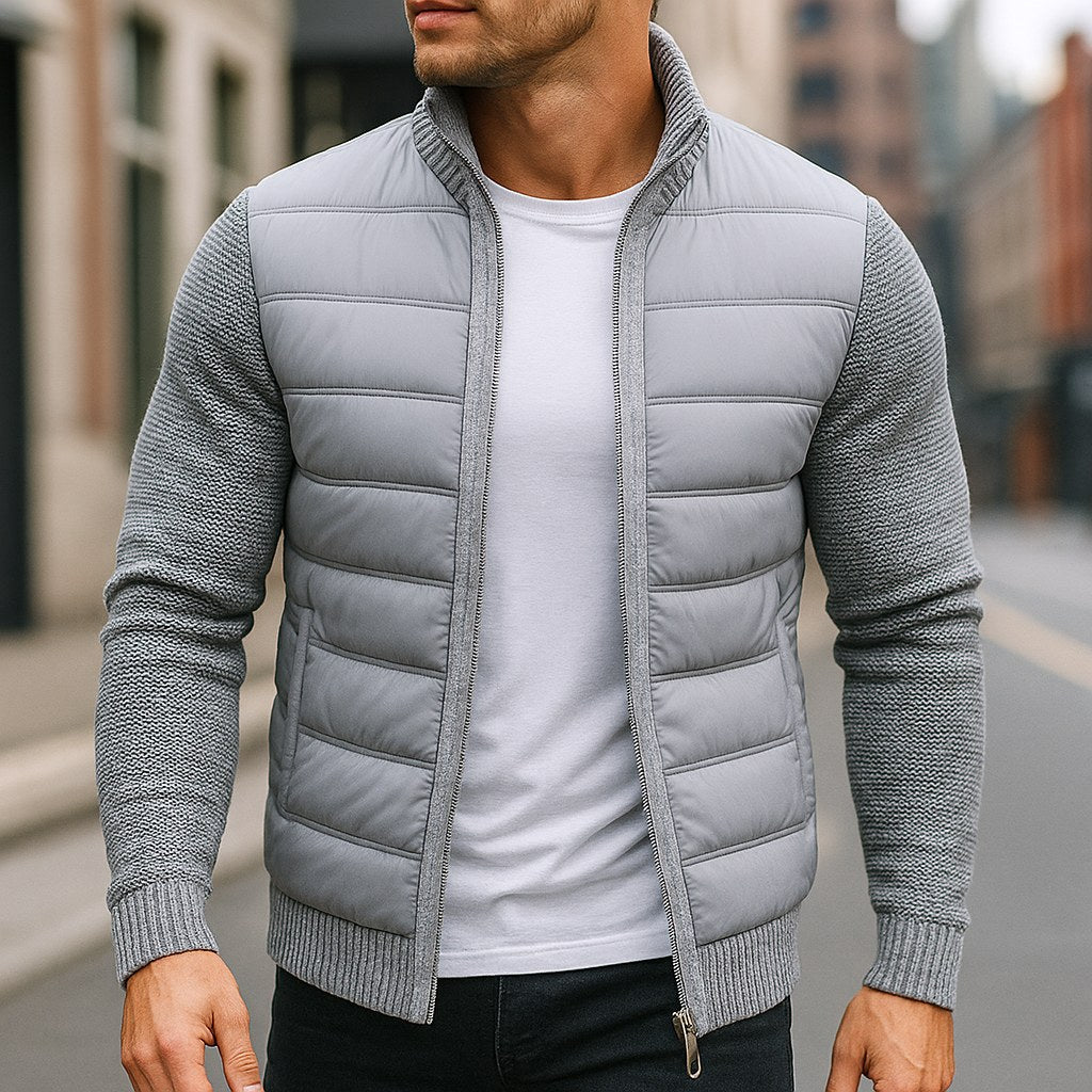 Logan | Men's Quilted Padded Jacket, Structured Everyday Jacket | Animated Apparel | Light Grey