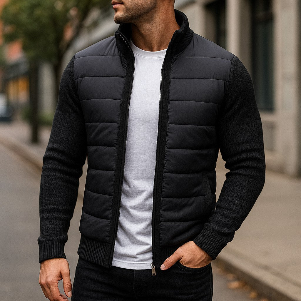 Logan | Men's Quilted Padded Jacket, Structured Everyday Jacket | Animated Apparel | Black